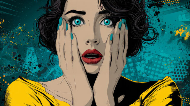 Pop art woman in panic retro vector illustration comic cartoon vintage kitsch drawing
