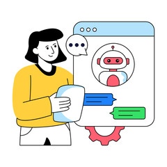 A colored design illustration of robotic chat