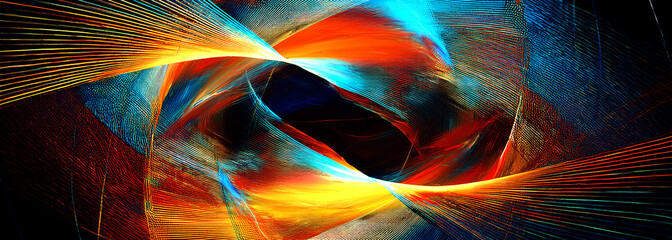 Abstract art technology background digital painting multicolor neon Modern futuristic pattern. Fractal artwork for creative graphic design.