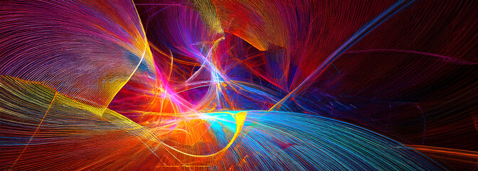 Abstract art technology background digital painting multicolor neon Modern futuristic pattern. Fractal artwork for creative graphic design.