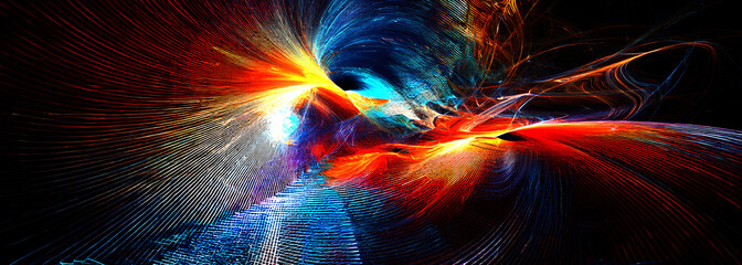Abstract art technology background digital painting multicolor neon Modern futuristic pattern. Fractal artwork for creative graphic design.
