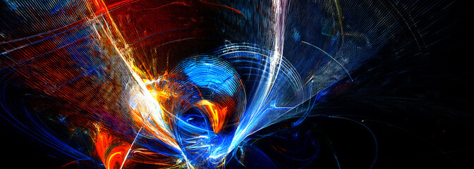 Abstract art technology background digital painting multicolor neon Modern futuristic pattern. Fractal artwork for creative graphic design.