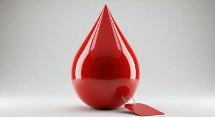 Obraz premium The Price of Life: A Symbolic Red Blood Drop with Price Tag