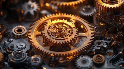 Bronze gears grind against each other in a symphony of mechanical chaos and intricate design