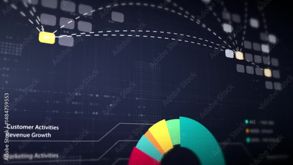 Leinwandbilder Dynamic data visuals for business info graphics, animated charts, and data-driven insights for a business meeting mock-up. Explore the world of trading, stock exchanges, and crypto