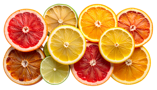  Citrus Fruit Wheel Slice Set  Fresh and Dried Variants transparent background PNG