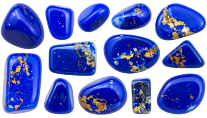 Tumbled Lapis Lazuli Gemstones  Mineral Specimen Transparent background PNG