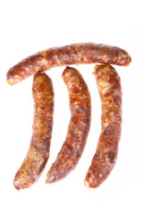 Sausages, isolated on a white background