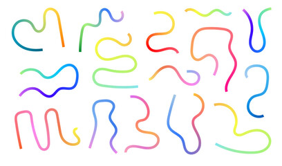 Liquid gradient lines collection. Wavy fluid vector shapes set