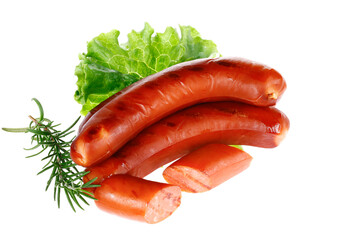 Sausages, isolated on a white background