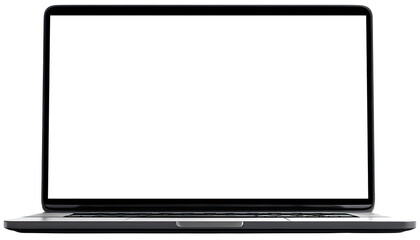 Laptop with empty screen, isolated on transparent. Digital technology concept.