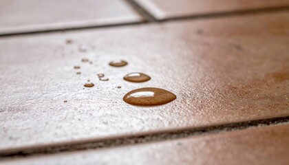 Water droplets on tiled floor indoor setting close-up photography clean environment macro view texture concept