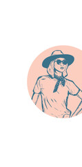 in a soft circle of peach, she stands with effortless confidence