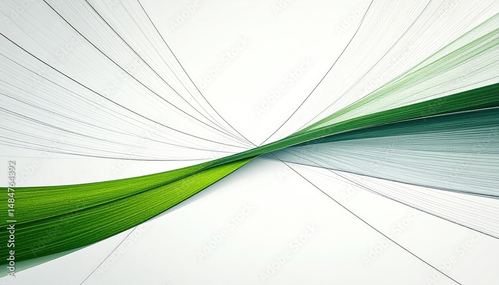 Poster dynamic green lines creating abstract patterns in a minimalistic space modern design high-contrast e