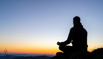 Fototapeta premium Meditation at sunset mountain top nature photography tranquil environment serene viewpoint
