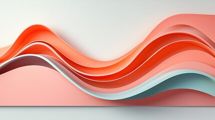 Obraz premium Abstract Colorful Waves in Soft Coral and Blue Tones Creating Modern Paper Art Texture