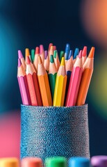 color pencils on black background