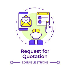 Request for quotation multi color concept icon. Product information, customer support. Round shape line illustration. Abstract idea. Graphic design. Easy to use in infographic, article