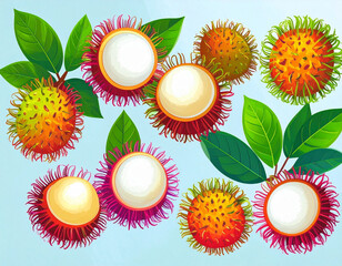fresh and delicious fruit, healthy fruit, rambutan image - 맛있는 과일, 람부탄 이미지