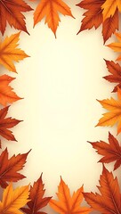 Fototapeta premium Dried autumn leaves arranged in a rectangle with an empty space in the middle for seasonal or promotional messages.