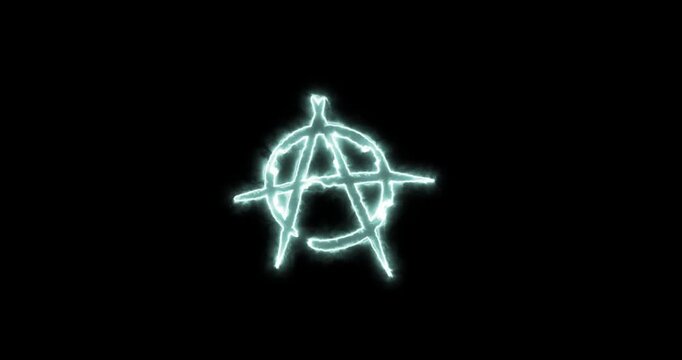 Anarchy symbol blue flaming. Loop