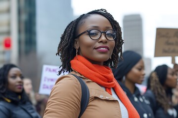 Group of Female Activists Marching Peacefully for Rights