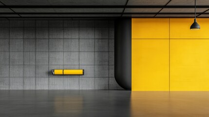 Modern Interior Design with Yellow Accents and Concrete Wall
