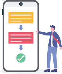 Procedure as work flow process steps scheme document .flat characters.


