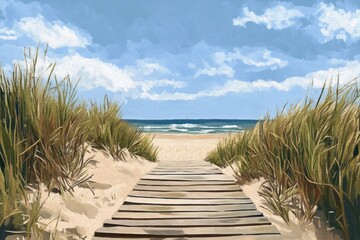 Obraz premium Coastal Pathway to Beach Paradise