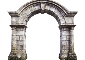 Stone Arch Isolated on White Background Ancient Architecture Element