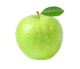 Green apple with leaf