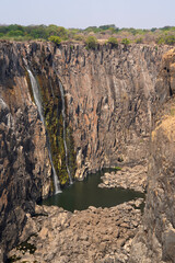 Ausgetrockneter Wasserfall - Victoria Falls bei grosser Trockenheit
