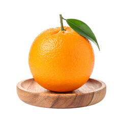 Fresh orange fruit on wooden plate