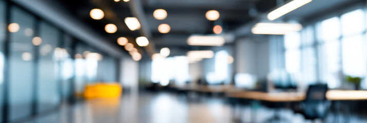 Obraz premium Bright and modern office space with open layout and natural light in urban environment