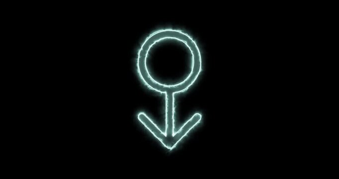 Astrology symbol of Eris blue flaming. Loop