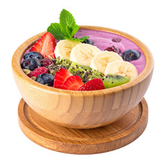 Fruit bowl with smoothie and fresh fruits