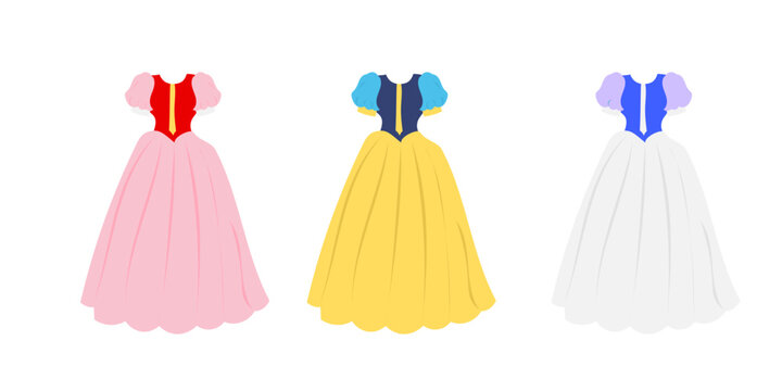 Woman beautiful dress of princess variant color dress vector stock element