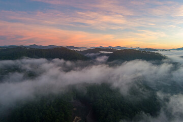 misty morning in the mountains