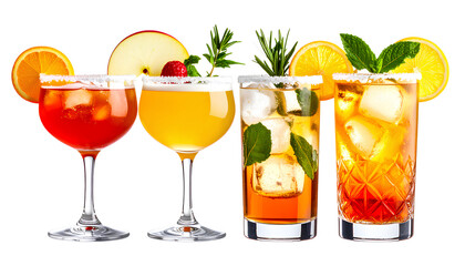  Exotic Mixed Cocktails Set  Vibrant Drink Collection Transparent background PNG