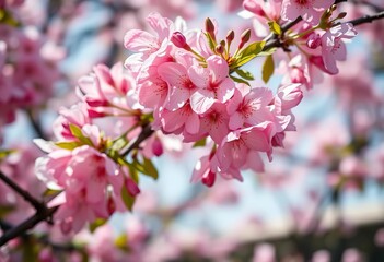 Sensual form near blooming sakura, spring beauty, vibrant, romance