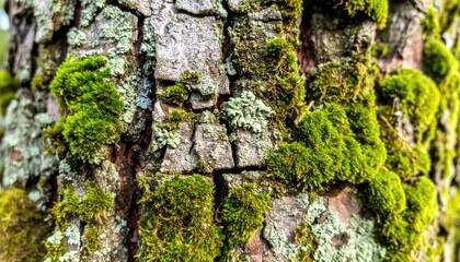 Obraz premium Exploring nature's textures close-up of moss on tree bark forest environment macro photography organic patterns