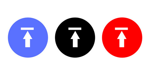 White Upload Arrow Icons – Blue, Red & Black Circle Button Set for UI/UX
