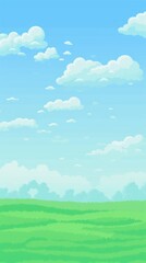 Obraz premium Green field with blue sky backgrounds outdoors horizon.