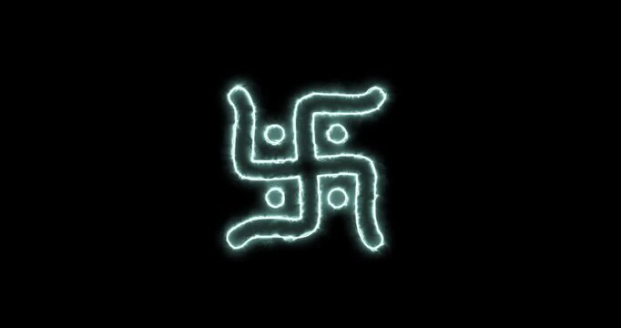 Jainism symbol blue flaming. Loop