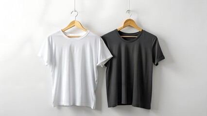 black and white Oversized T Shirt Mockup Front and Back on White