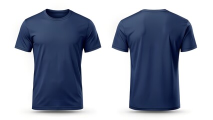 Blank T Shirt Navy mockup  Template Front and Back