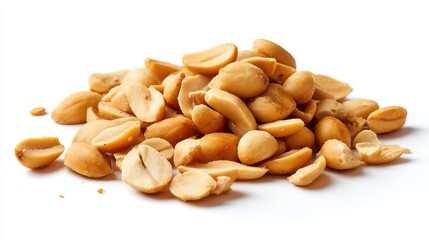 Raw Peanuts Scattered on White Surface is a premium-quality stock image ideal for use in lifestyle blogs, health content, promotional campaigns, and editorial publications.