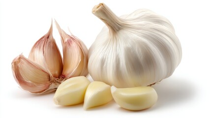 Organic Garlic Bulbs with Peeled Cloves is a premium-quality stock image ideal for use in lifestyle blogs, health content, promotional campaigns, and editorial publications.
