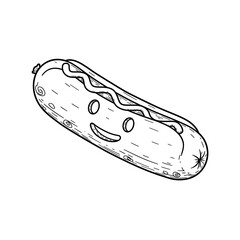 Fototapeta premium Happy Hotdog Cartoon Doodle
