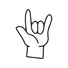 Hands poses. Black color outline vector illustration, on a white background. Concept of communication and expressions.